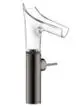 AXOR-HG-AXOR-Starck-V-Einhebel-Waschtischmischer-220-mit-Glasauslauf-fuer-Waschschuesseln-mit-Ablaufgarnitur-Polished-Black-Chrome-12114330 gallery number 1